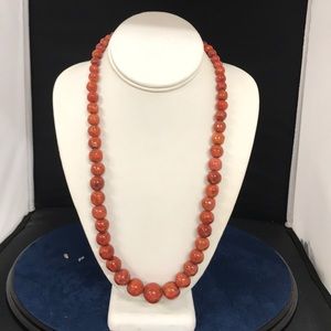 Amber Colored Glass Bead Necklace